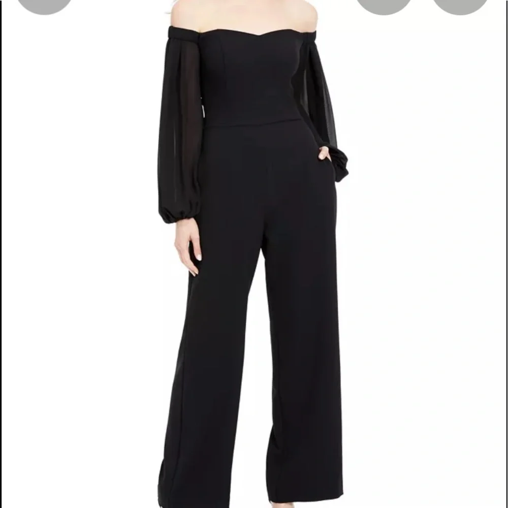 Vince Camuto Black Off-Shoulder Jumpsuit - Picture 2 of 6
